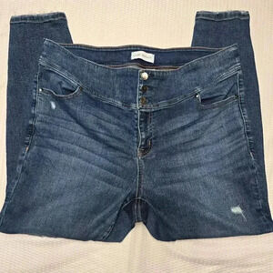 Lane Bryant Women's Size 20 Distressed Flex Magic Waistband High-Rise Jegging